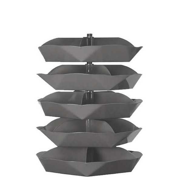 Prime Cold Rolled Steel Revolving Storage Bin, 44 in D x 57 1/2 in H x 44 in W, 5 Shelves, Gray
