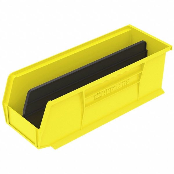 Hang & Stack Storage Bin, Yellow, Plastic, 14 3/4 in L x 5 1/2 in W x 5 in H, 50 lb Load Capacity