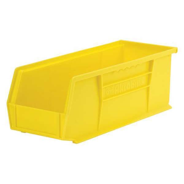 Hang & Stack Storage Bin, Yellow, Plastic, 14 3/4 in L x 5 1/2 in W x 5 in H, 50 lb Load Capacity