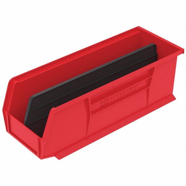 Hang & Stack Storage Bin, Red, Plastic, 14 3/4 in L x 5 1/2 in W x 5 in H, 50 lb Load Capacity