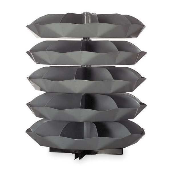 Prime Cold Rolled Steel Revolving Storage Bin, 58 in D x 66 5/16 in H x 58 in W, 5 Shelves, Gray