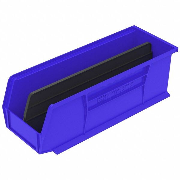 Hang & Stack Storage Bin, Blue, Plastic, 14 3/4 in L x 5 1/2 in W x 5 in H, 50 lb Load Capacity