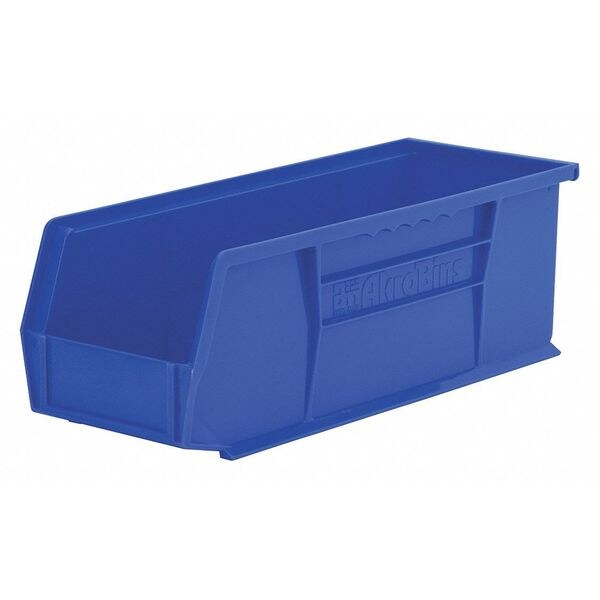 Hang & Stack Storage Bin, Blue, Plastic, 14 3/4 in L x 5 1/2 in W x 5 in H, 50 lb Load Capacity