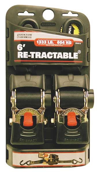 Cargo Strap, Ratchet, 6ft x 2In, 1333lb, PK2