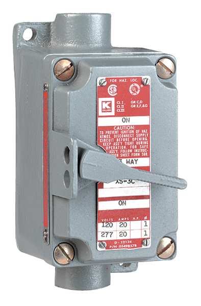 Motor Starter, Toggle, 20A, 1/2In Hubs, 2P