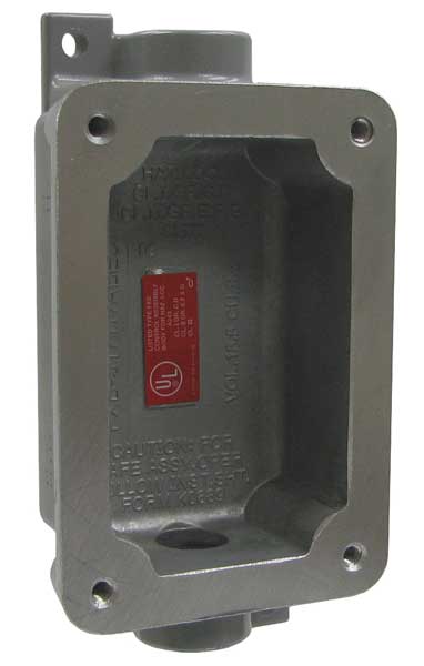 Device Box, 1/2In Hub, 15.5Cu-In, 2 Hubs