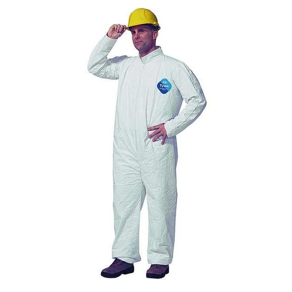 Tyvek 400 Collared Disposable Coveralls, 3XL, Open Wrists and Ankles, Serged Seam, White, 6 Pack