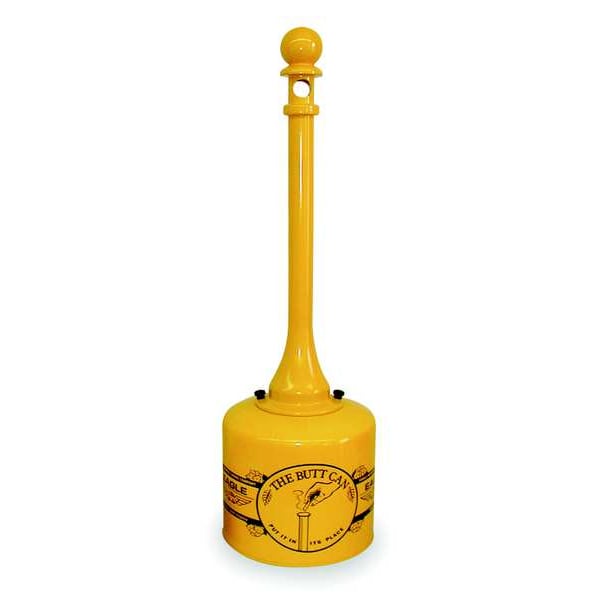 Cigarette Receptacle, 2 gallon, 40 in H, 12 in diameter, Yellow