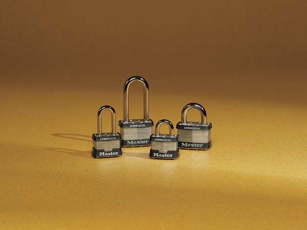 Padlock, Keyed Different, Standard Shackle, Rectangular Steel Body, Steel Shackle, 15/16 in W