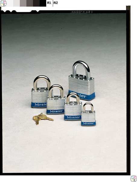 Padlock, Keyed Different, Standard Shackle, Rectangular Steel Body, Steel Shackle, 15/16 in W