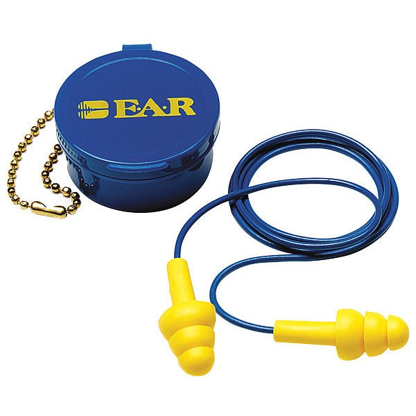 E-A-R UltraFit Reusable Corded Ear Plugs, Flanged Shape, NRR 25 dB, Plastic Case, 1 Pair