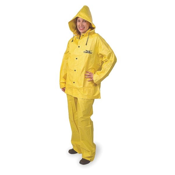 3 Piece Rainsuit w/Detachable Hood, Yellow, L