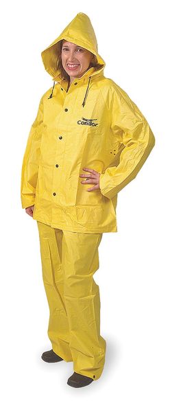 3 Piece Rainsuit w/Detach Hood, Yellow, XL