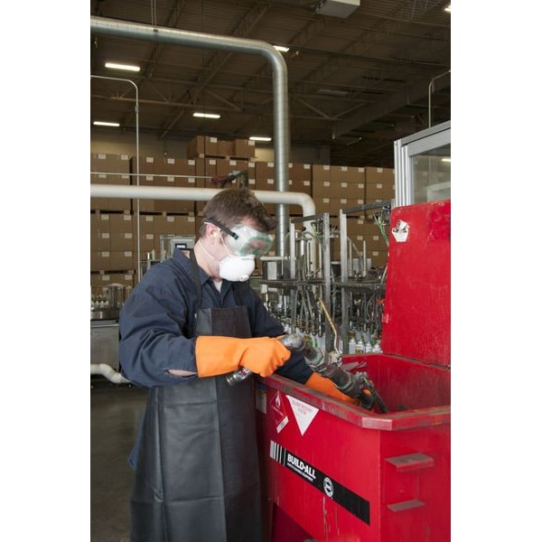 Chemical Resistant Bib Apron, SBR Rubber, 16 mil Thick, 45 in L, Black, Universal Size