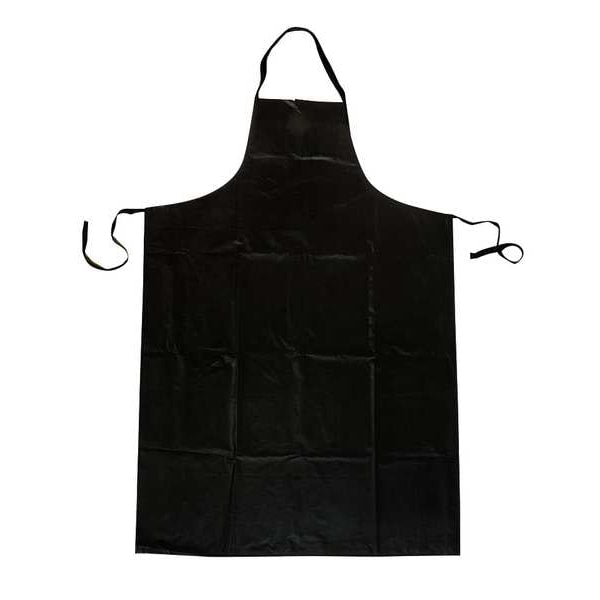 Chemical Resistant Bib Apron, SBR Rubber, 16 mil Thick, 45 in L, Black, Universal Size