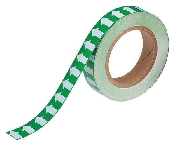 Arrow Tape, White/Green, 1 In. W, 91425