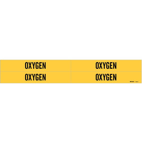 Pipe Marker, Oxygen, Yel, 3/4 to 2-3/8 In