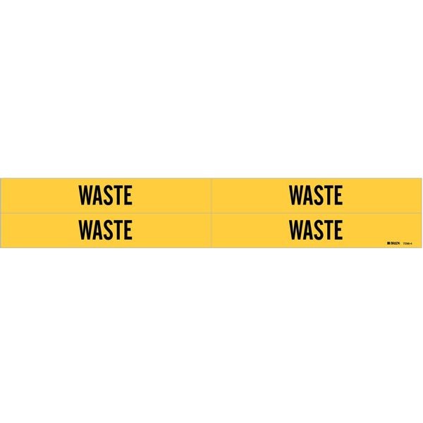 Pipe Marker, Waste, Yellow, 3/4 to 2-3/8 In