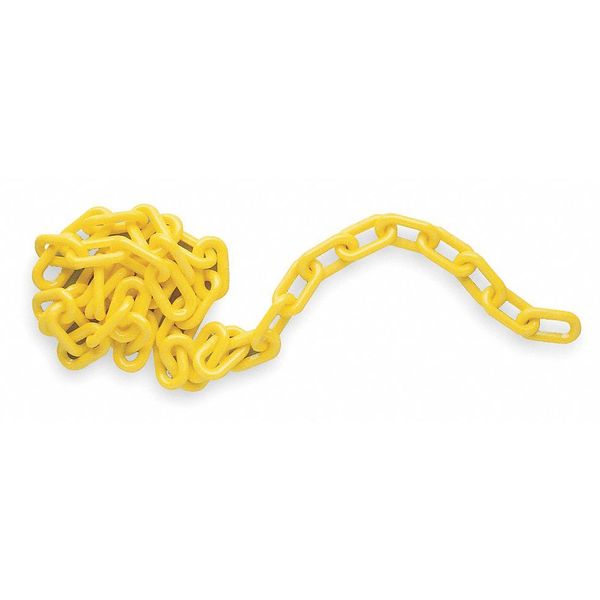 Plastic Chain, Polyethylene, 100 ft L, 2 in W, Yellow