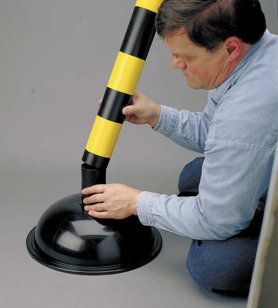 Striped Barrier Post, 41 in H, Black and Yellow