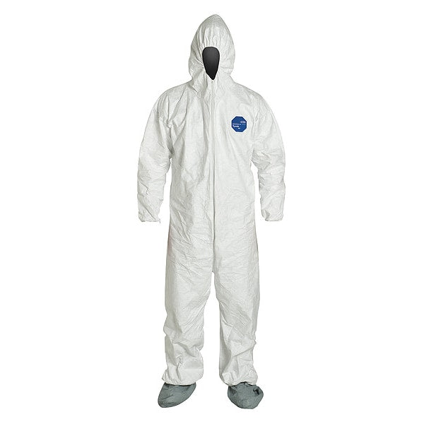 Hooded Coverall w/Boots, White, 6XL, PK25