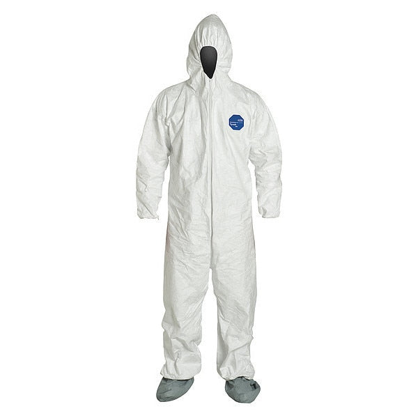 Hooded Coverall w/Boots, White, 7XL, PK25