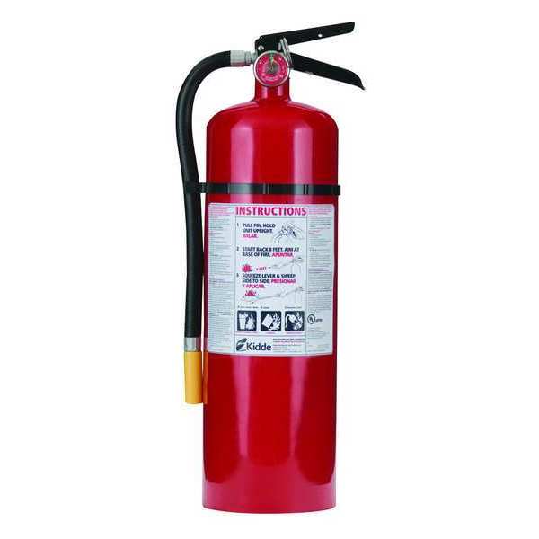 Fire Extinguisher, Class ABC, UL Rating 4A:60B:C, Rechargeable, 10 lb capacity, 20 ft Range