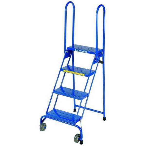 60 in H Steel Folding Rolling Ladder, 4 Steps