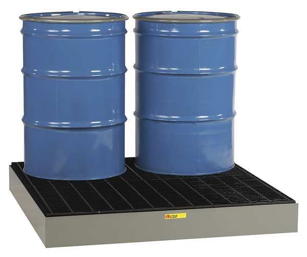 Drum Spill Containment Platform, 66 gal Spill Capacity, 4 Drum, 6,000 lb, Steel