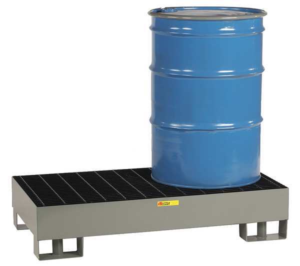 Forkliftable Drum Spill Containment Platform, 33 gal Spill Capacity, 2 Drum, 2,000 lb, Steel