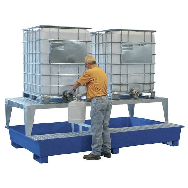 Twin IBC Containment Unit, 385 gal Spill Capacity, 10,000 lb., Galvanized steel