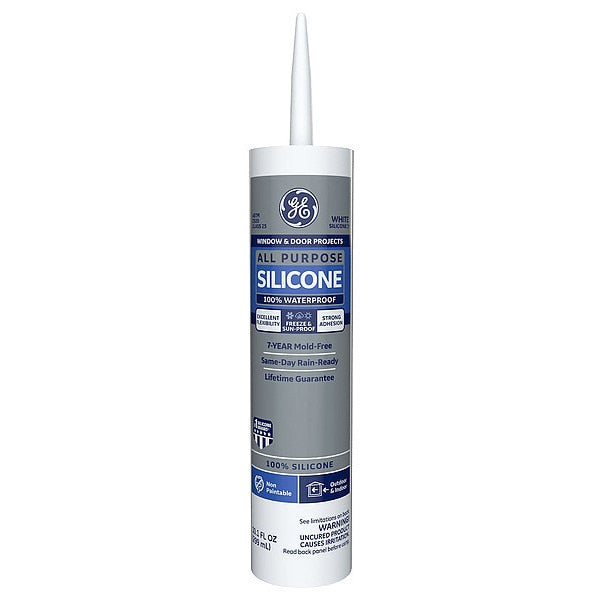 Silicone Sealant, All Purpose Silicone, 10 oz, Cartridge, White