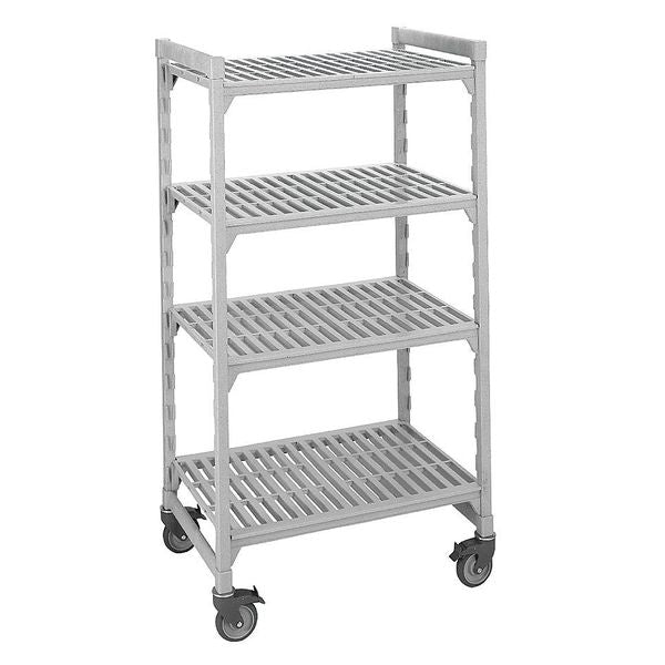 Starter Mobile Plastic Shelving Unit, Vented Style, 24 in D, 48 in W, 75 in H, 4 Shelves