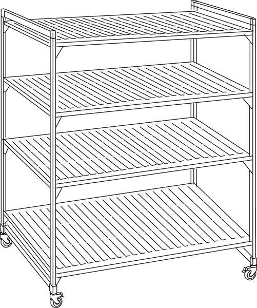 Starter Mobile Plastic Shelving Unit, Vented Style, 24 in D, 48 in W, 75 in H, 4 Shelves