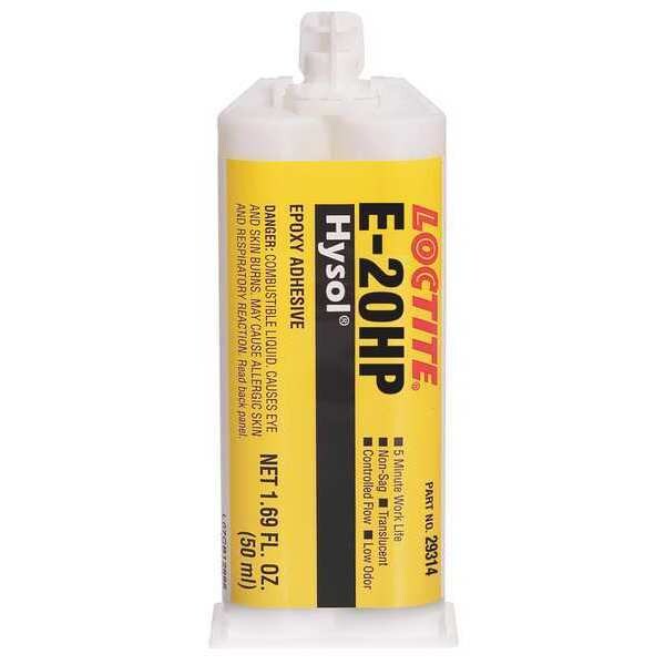 Epoxy Adhesive, E-20HP Series, Tan, 2:01 Mix Ratio, 2 hr Functional Cure, Dual-Cartridge