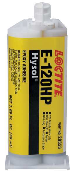 Epoxy Adhesive, E120-HP Series, Amber, 2:01 Mix Ratio, 3 hr Functional Cure, Dual-Cartridge