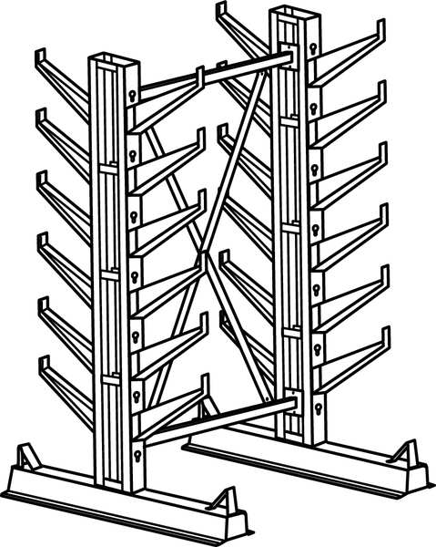 Inclined Starter Cantilever Rack, 7 ft. H
