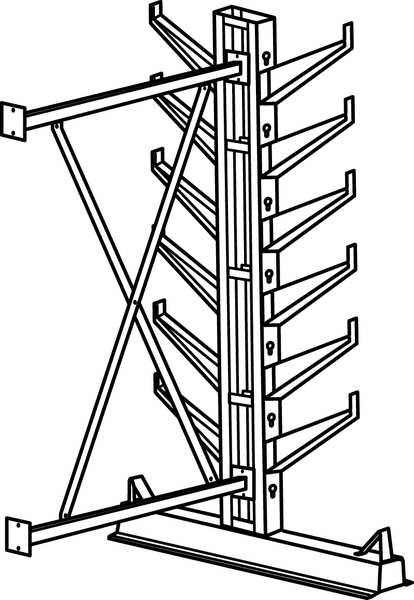 Inclined Add-On Cantilever Rack, 7 ft. H
