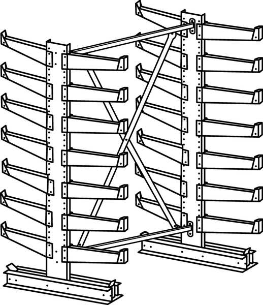 Starter Cantilever Rack, 2 Sides, 7 ft. H