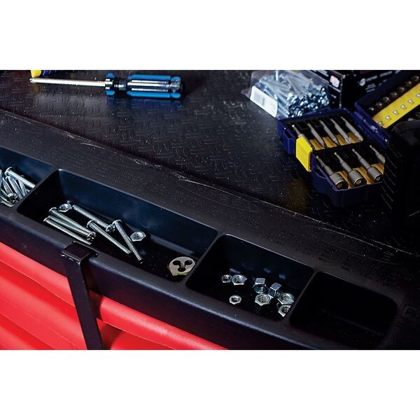 Mobile Work Station, 5 Drawers, 32 5/8 in W x 19 13/16 in D x 33 1/2 in H, Red/Black