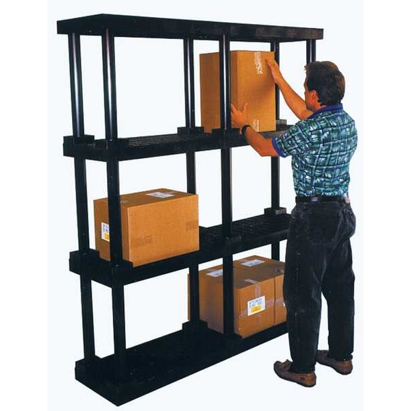 Add-On Plastic Shelving, Open Style, 16 in D, 96 in W, 24 in H, 1 Shelves, Black