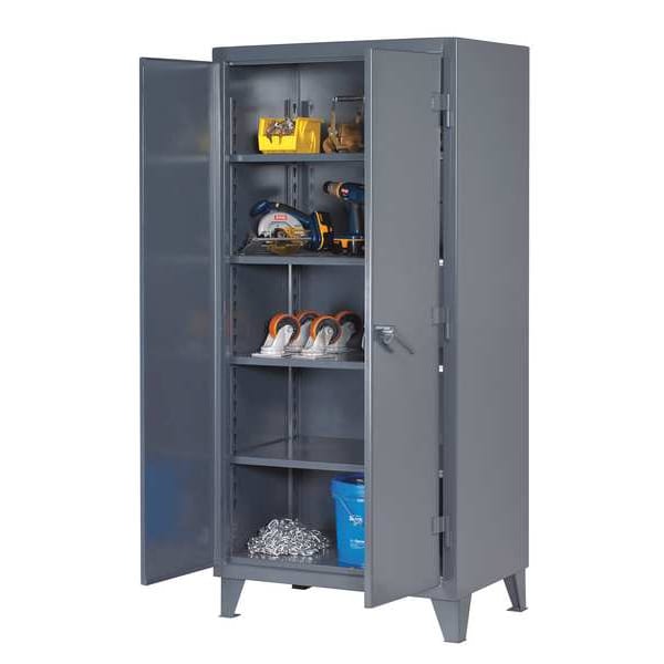 12 ga. Steel Storage Cabinet, 36 in W, 78 in H, Stationary