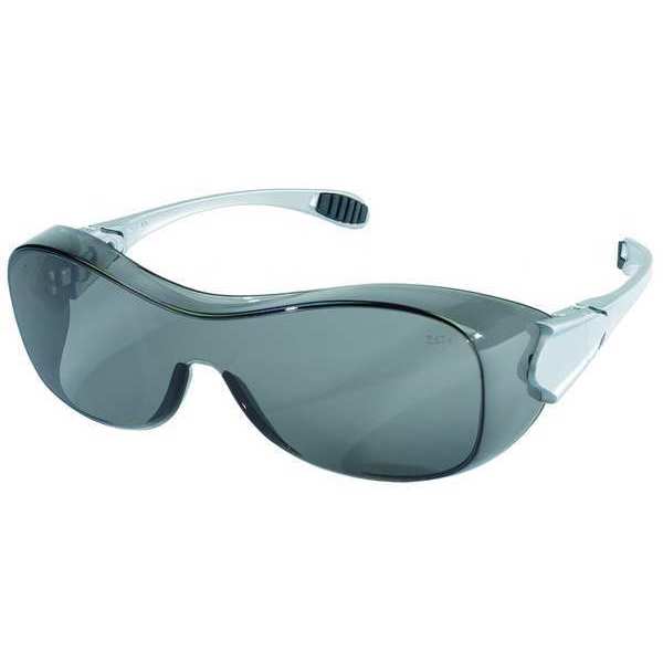 Safety Glasses, OTG Gray Polycarbonate Lens, Anti-Fog, Scratch-Resistant