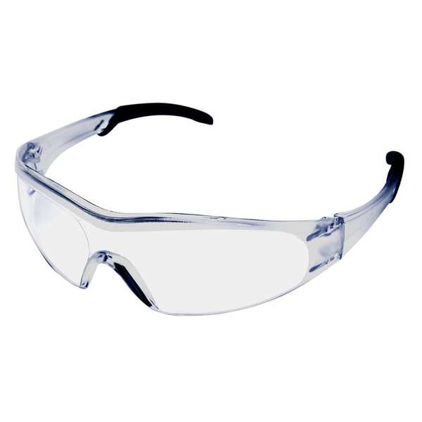 Safety Glasses, Wraparound Clear Polycarbonate Lens, Scratch-Resistant