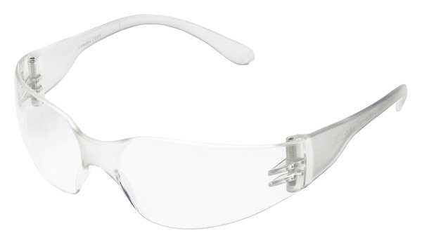 Safety Glasses, Wraparound Clear Polycarbonate Lens, Uncoated