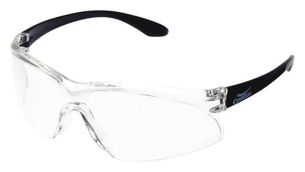 Safety Glasses, Anti-Fog, Anti-Scratch, Anti-Static, Frameless, Black Temple, Clear Lens