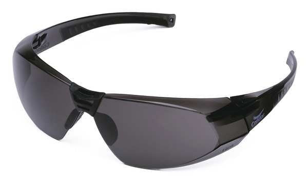 Safety Glasses, Wraparound Gray Polycarbonate Lens, Scratch-Resistant