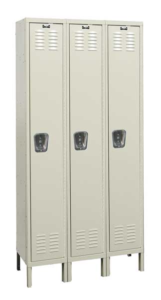 Wardrobe Locker, 36 in W, 18 in D, 78 in H, (1) Tier, (3) Wide, Tan