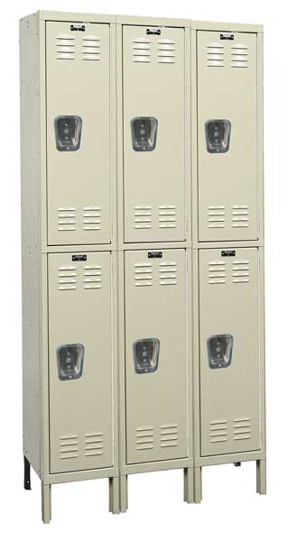 Wardrobe Locker, 36 in W, 12 in D, 78 in H, (2) Tier, (3) Wide, Tan