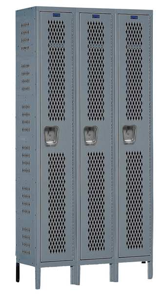 Wardrobe Locker, 36 in W, 15 in D, 78 in H, (1) Tier, (3) Wide, Dark Gray